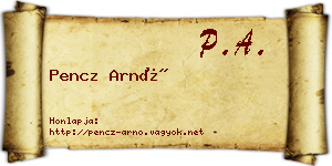 Pencz Arnó névjegykártya